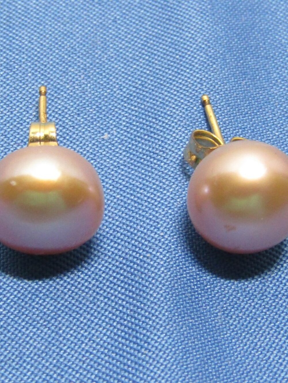 Vintage Gold Tone Stud/ Post Style Earrings 5mm Round Cultured Pearl Solitaire